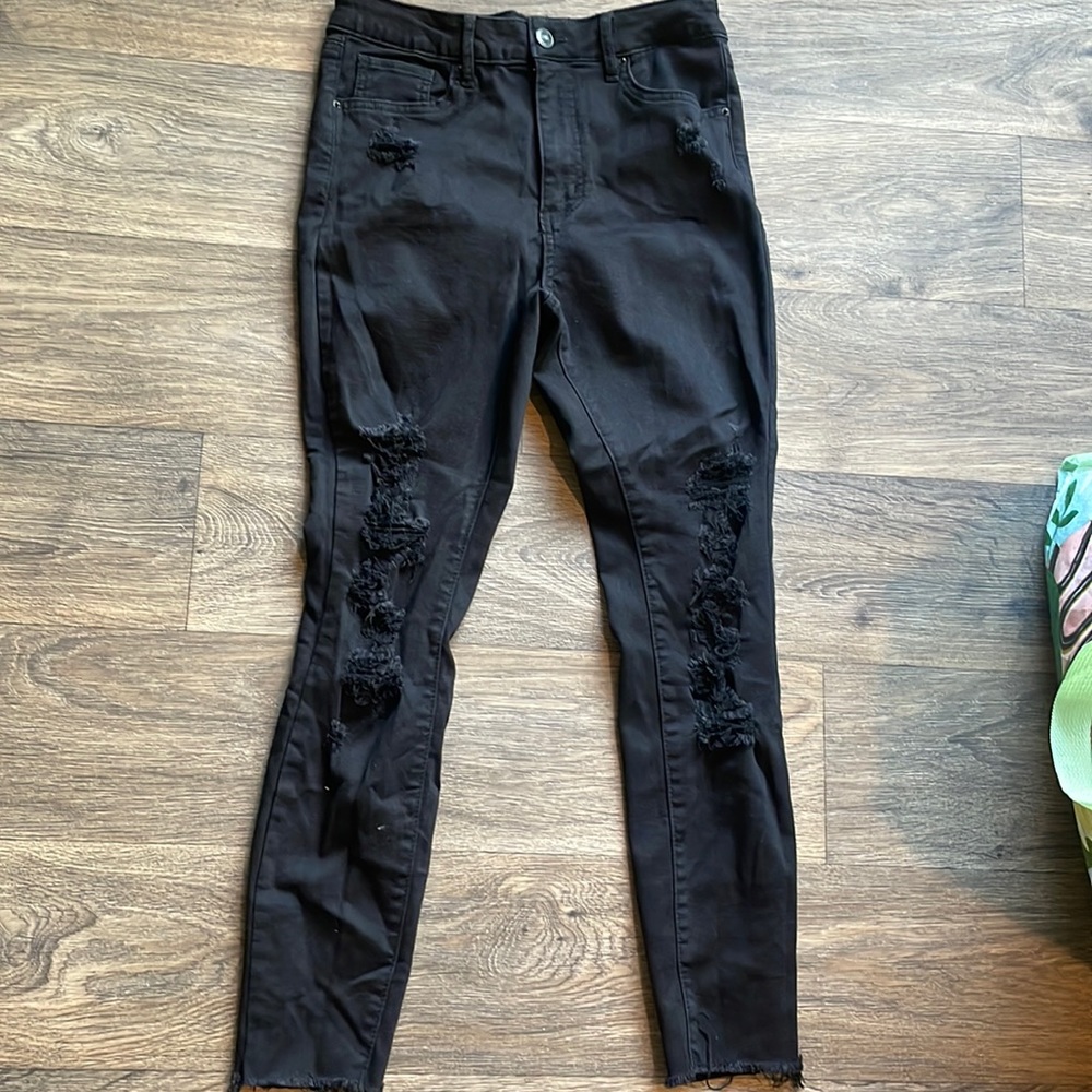 Rue21- Black Distressed- High Rise Jeggings- Size 10